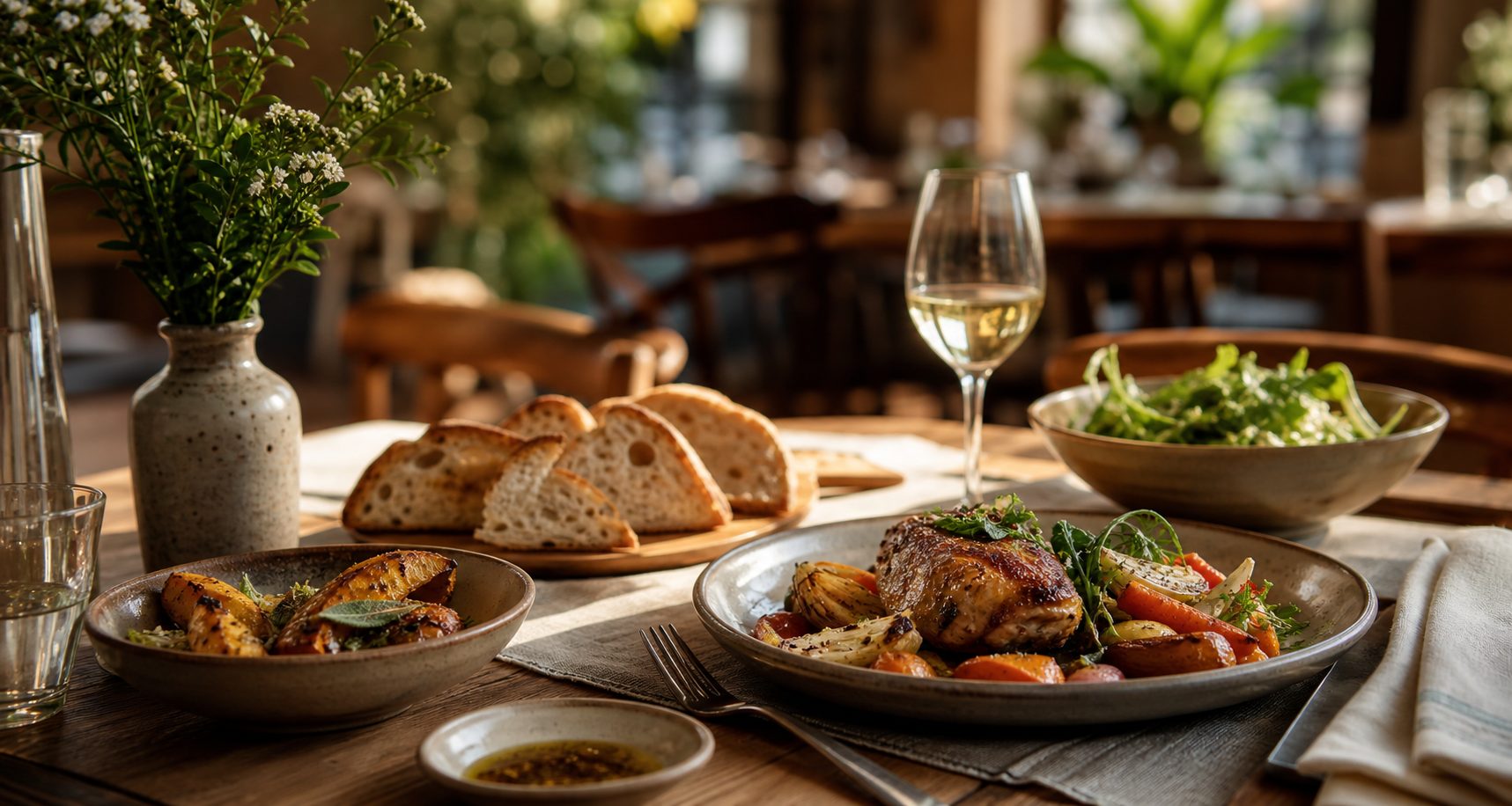Warm plated meal for a demo restaurant website